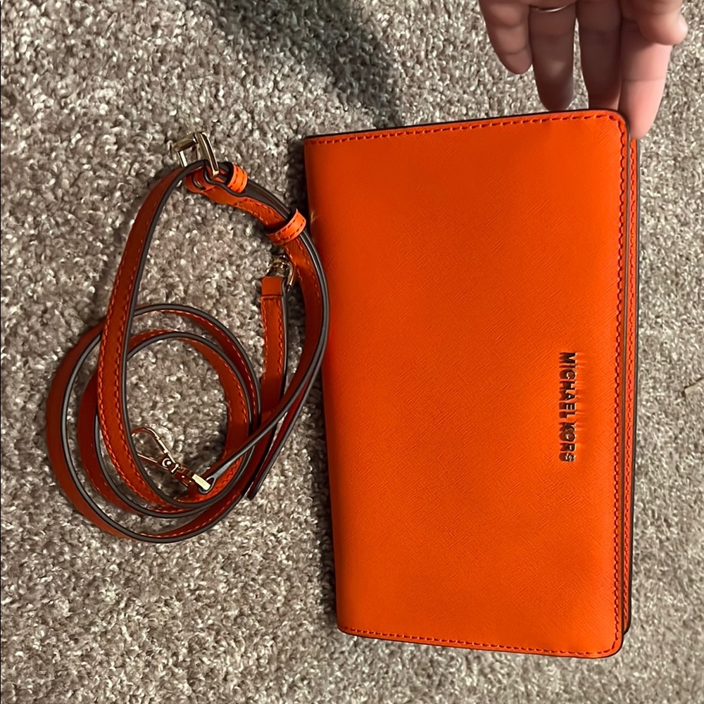 Michael Kors Orange Crossbody Bag Sleek Design
